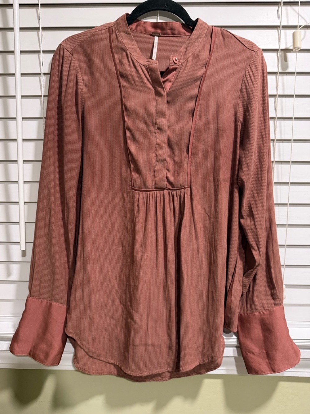Free People Mauve Blouse with Mandarin Collar
